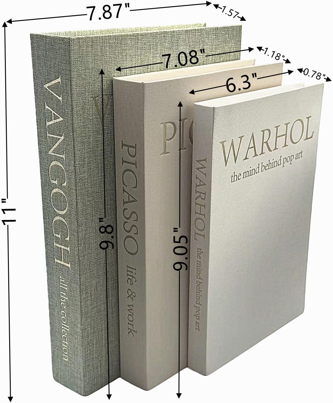 Set of 3 Decorative Books - Linen Faux Fake Books for Decor Aesthetic, Decorative Book for Coffee Table,Bookshelf,Office Table, Home Decor, Fake Book Storage Box for Trinkets Photo-BB001-3PCS