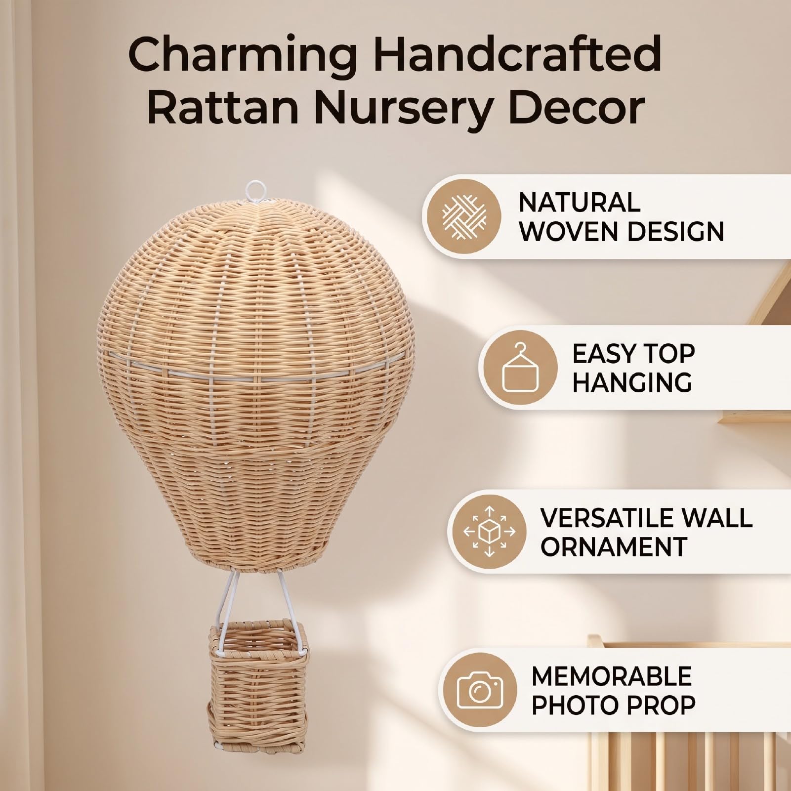 ZJchao Decorazione da Parete in Mongolfiera in Rattan