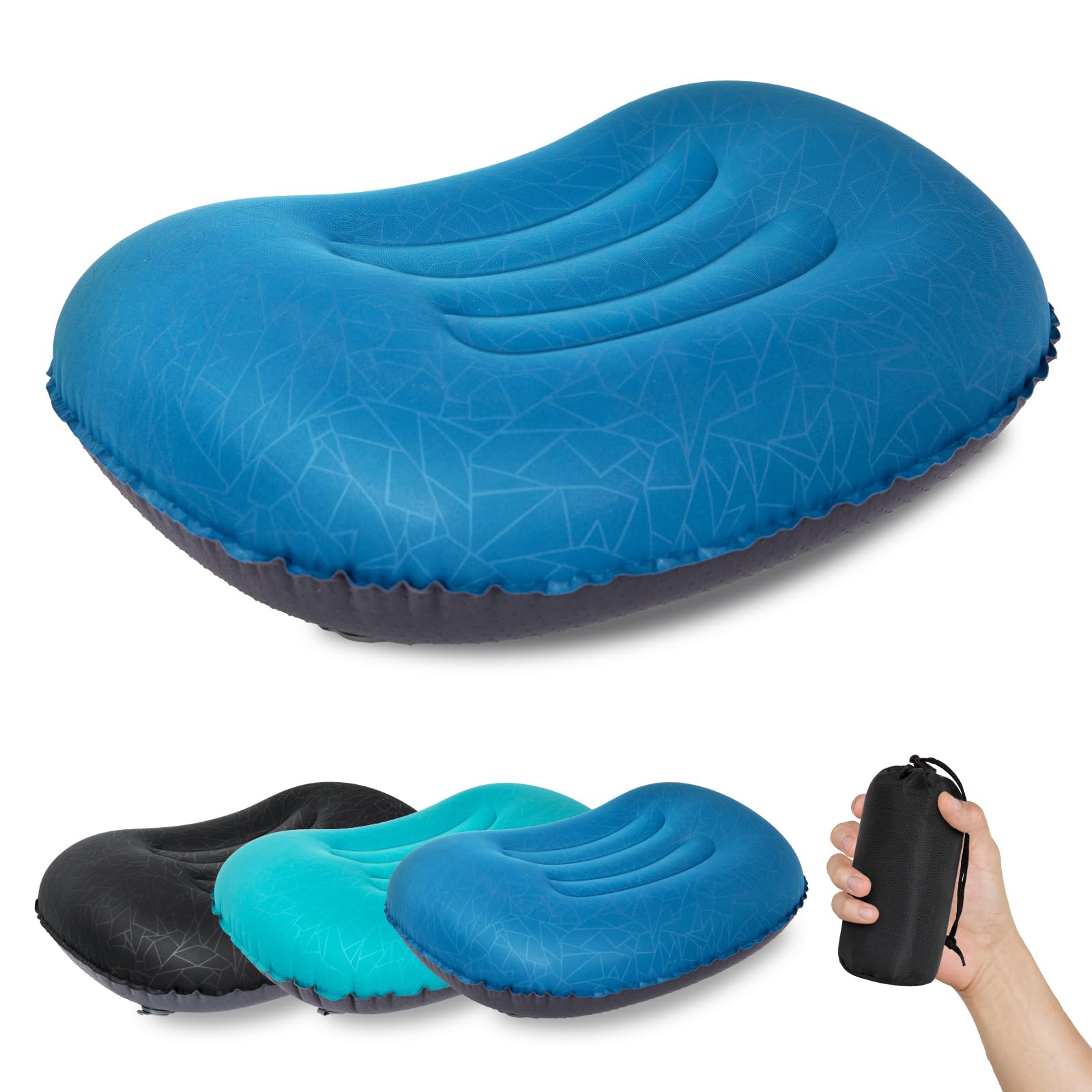 ATEPA Aufblasbares Kissen, Ultraleicht wasserdichte Reisekissen mit ergonomischer Unterstützung und auslaufsicherem Luftventil, Kompaktes Tragbares Camping Kissen für Wandern Strand Zelt Flugzeug