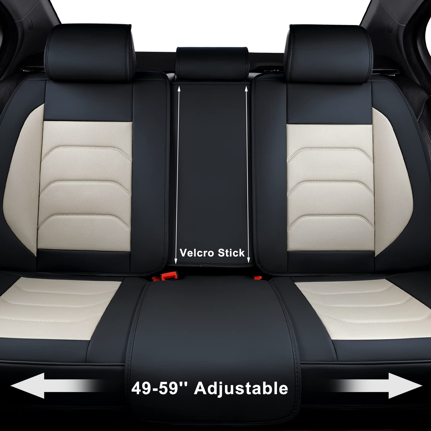 Car Seat Covers Full Set, Breathable Nappa Leather Car Seat Cushions, Auto Interiors Universal Fit for Most Cars, Compatible Automotive Vehicles(Sedan/SUV/Van), Black & White