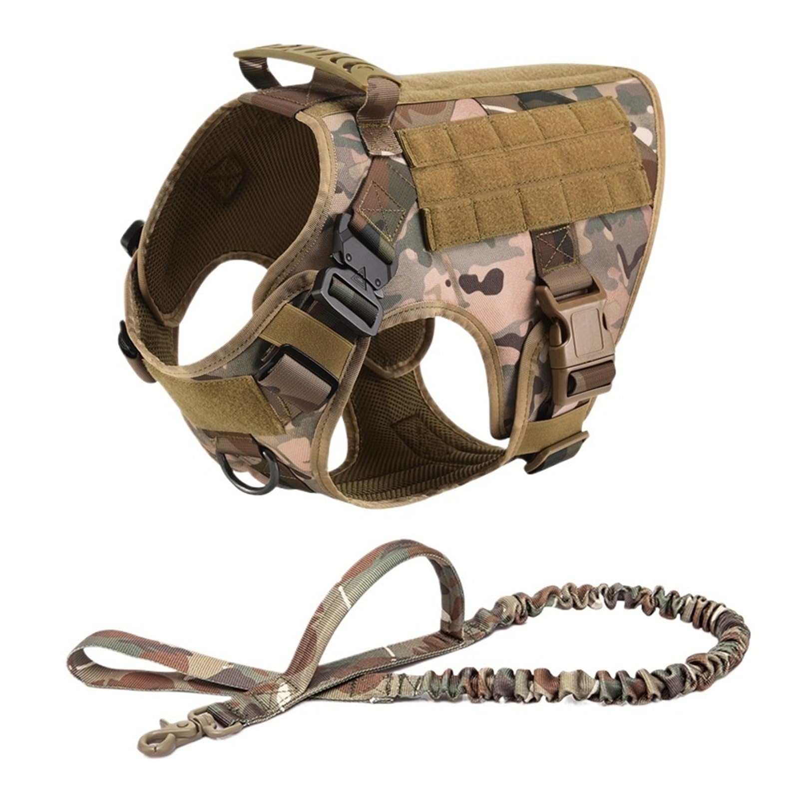 Tactical Military Vest Pet German Shepherd Golden Retriever Training Dog Harness And Leash Set For All Breeds Dogs(CP 2 piece set,S(Below28kg)) โ image 1