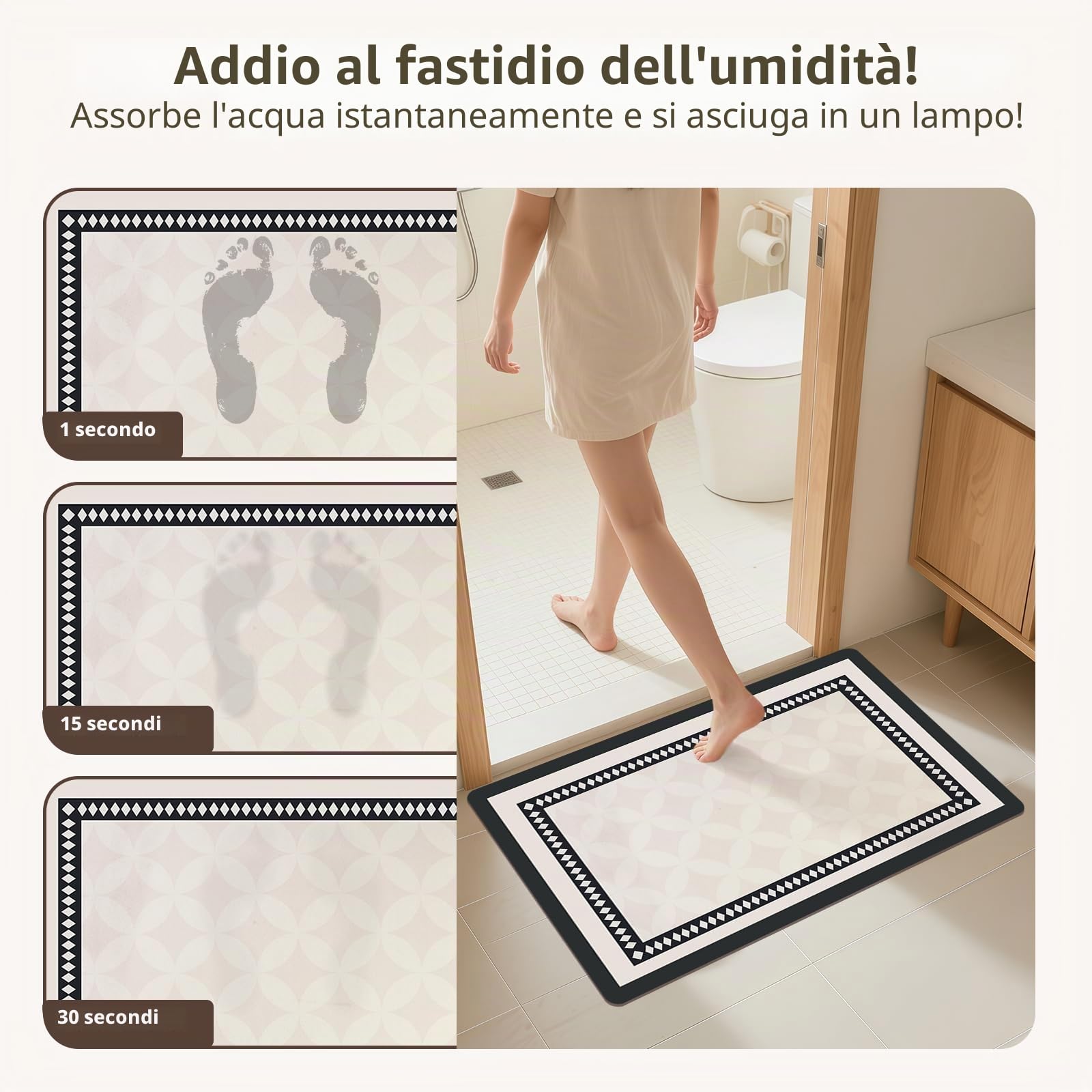 Livienne Antiscivolo Assorbente ad Asciugatura Rapida Tappeto in Diatomite per Bagno Tappeto in Pietra Diatomite, Giallo, Quadrato, 50 * 80 cm (Rettangolare, Geometrico)