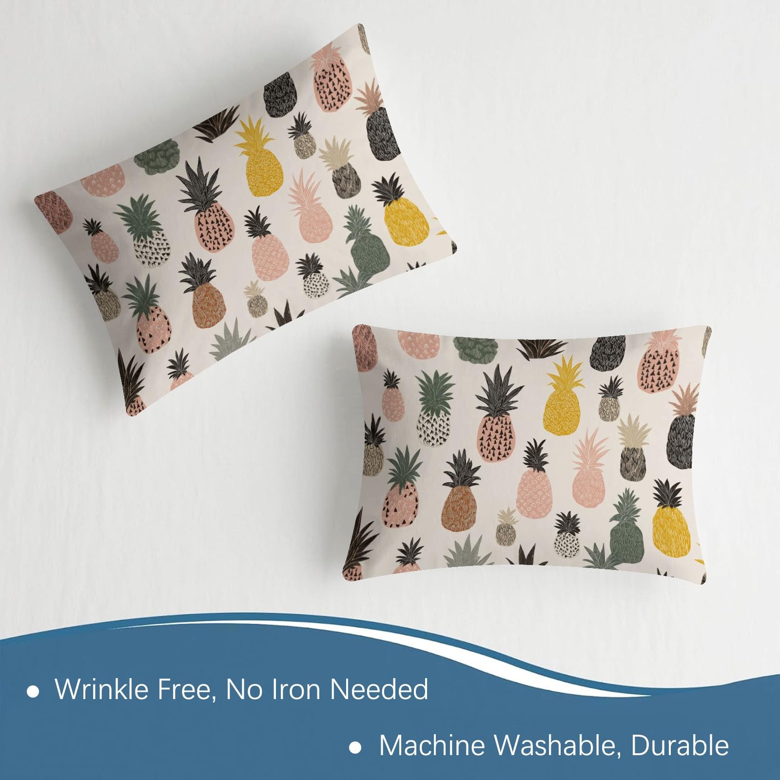 Juego de sábanas de 3 piezas de 180 x 200 cm, sábana bajera ajustable y 2 fundas de almohada, juego de ropa de cama con estampado de frutas de dibujos animados para niños y niñas, elástico en todo el