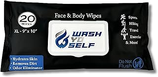 Extra Large Face and Body Wipes for Men, Women, and Kids - Disposable Body Wipes for Adults - Shower Sheets for Traveling, Camping, Gym, and Bathing - Alcohol-Free Face Sheets (1-Pack of 20)