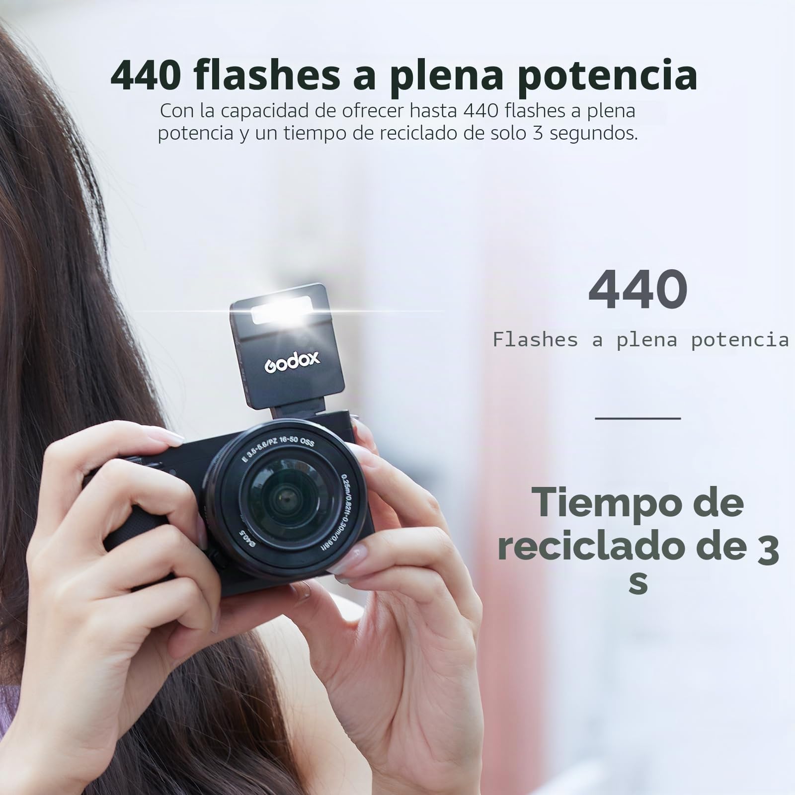 Godox iM22 - Cámara flash compacta, 5 niveles de potencia, 440 flashes de plena potencia, diseño de garra de contacto único, compatible con múltiples marcas