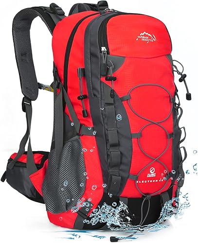INOXTO Mochila de senderismo ligera 35L40L Mochila de senderismo con cubierta impermeable para viajes Camping al aire libre Hombres y mujeres