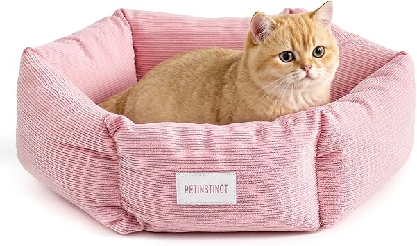 Cat Bed, 22 Inch Donut Pet Bed for Cats & Small Dogs, Pink