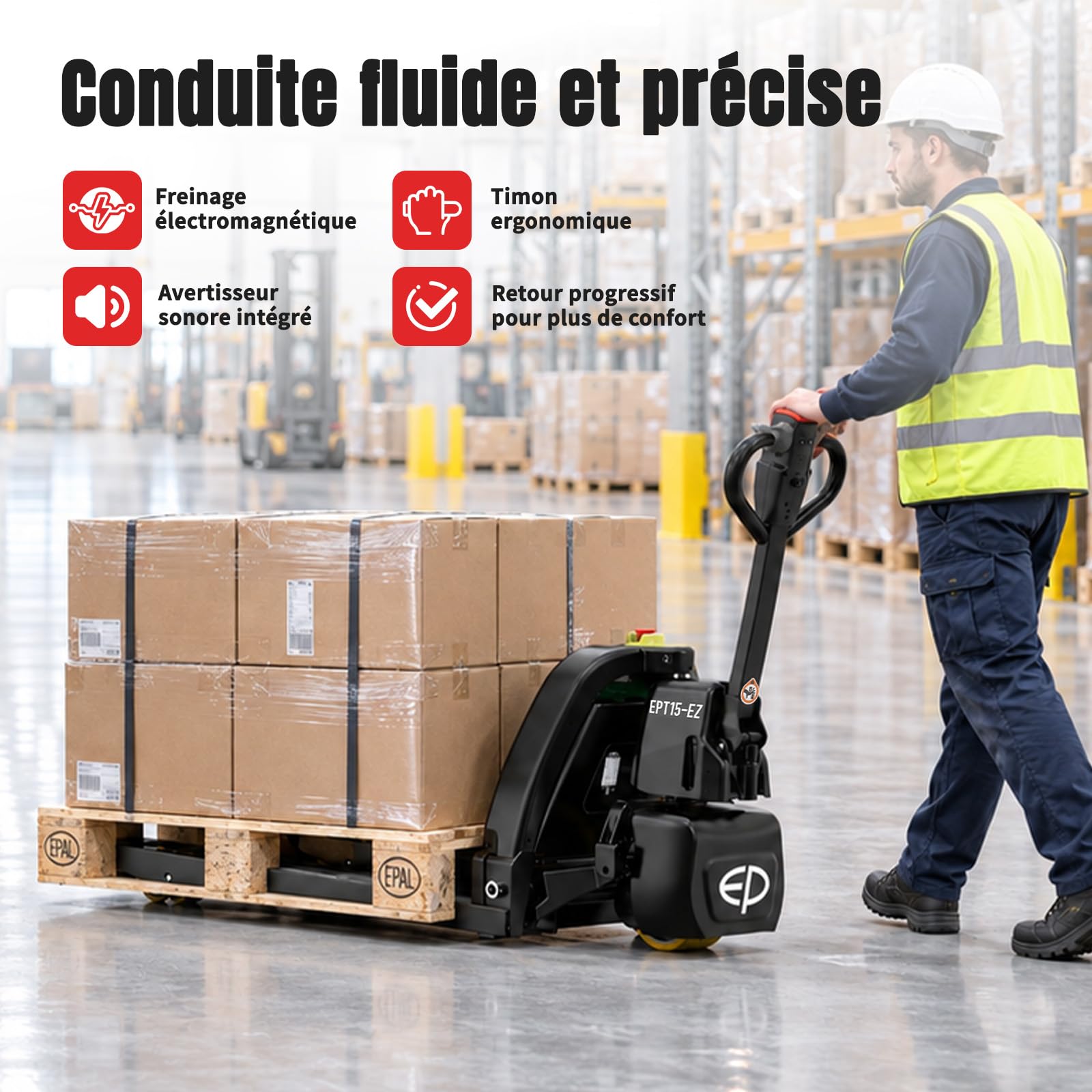 EPT15-EZ Transpalette électrique Lithium 1500 kg, fourches 1150 mm