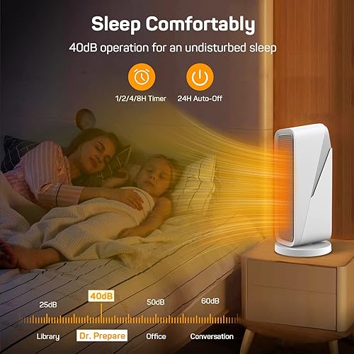 Miniatura 5 de DR.PREPARE Calentador de espacio, calentador eléctrico de cerámica de calentamiento rápido de 1500 W, bloqueo para niños, oscilación de 80,