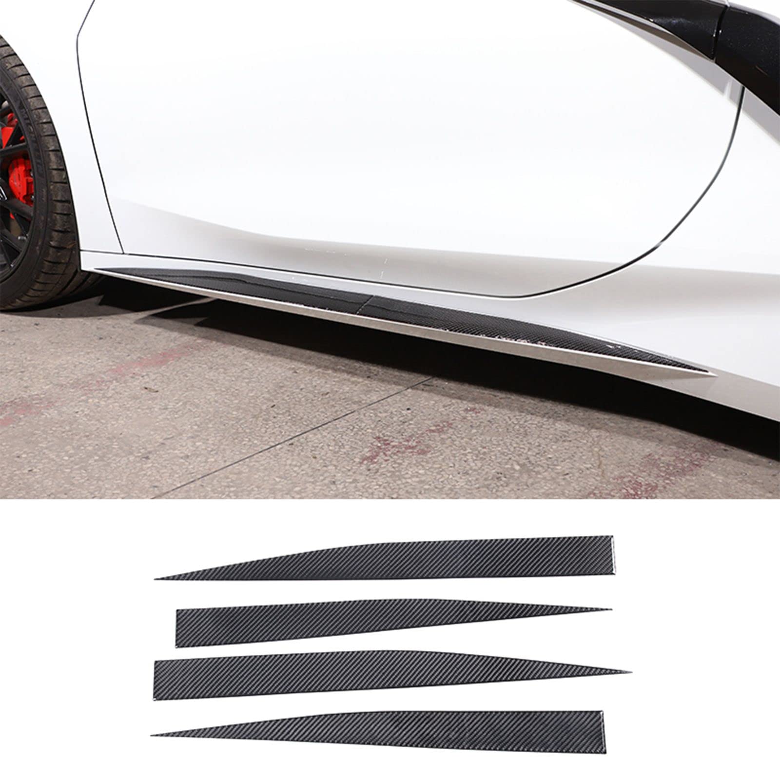Car Door Side Bottom Decals Soft Carbon Fiber Cover Trim for Chevrolet Corvette C8 Z06 2020-2024 Body Decoration Accessories (Black)