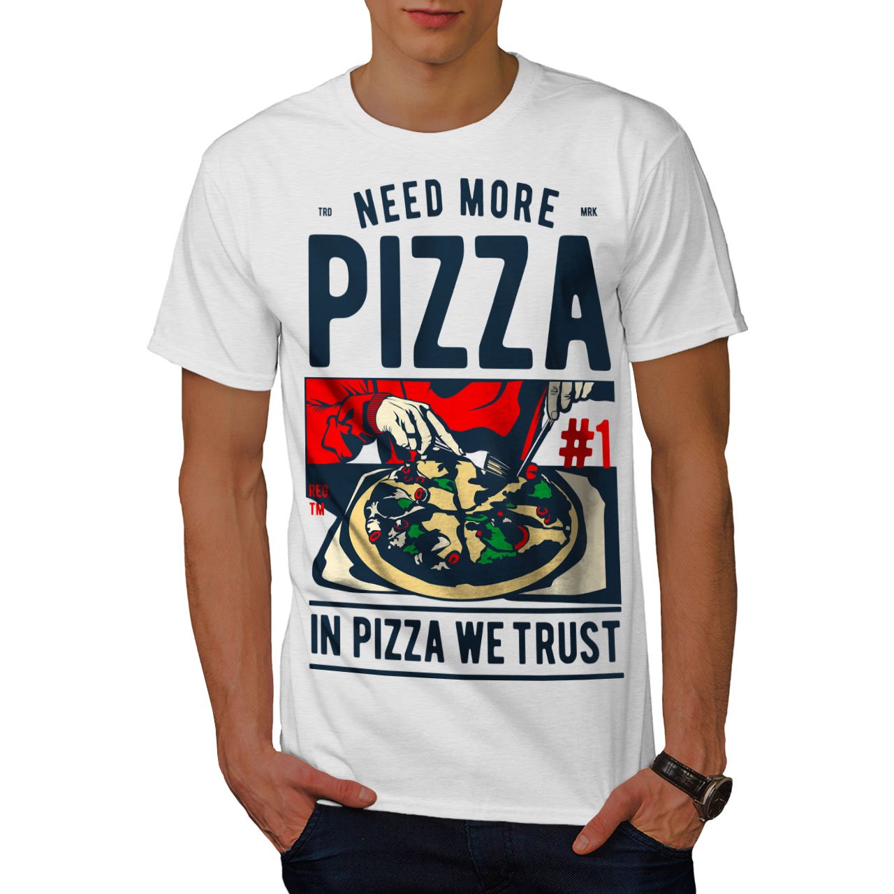 APSRA TRENDZin Pizza We Trust Mens T-Shirt, Italian Graphic Printed Tee 0380