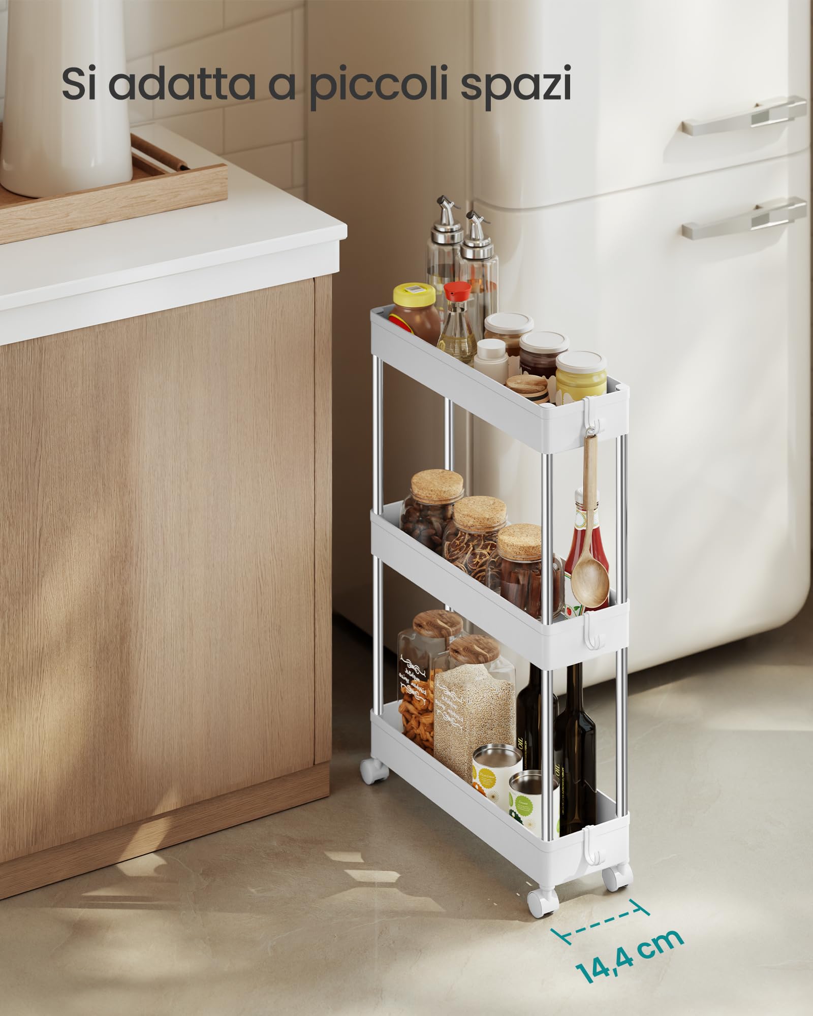 Pssopp Carrello Portaoggetti A 2 Livelli Con Ruote – Multiuso In Plastica Per Bagno, Cucina, Ufficio, Trucco (bianco)