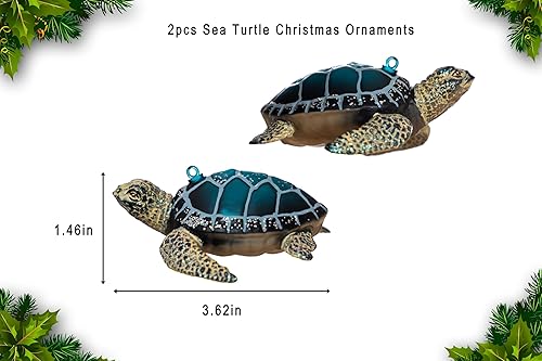 Miniatura 2 de 2 adornos de Navidad de tortuga marina de vidrio soplado, adornos de tortuga marina de vidrio colgante para decoración de árbol de Navidad