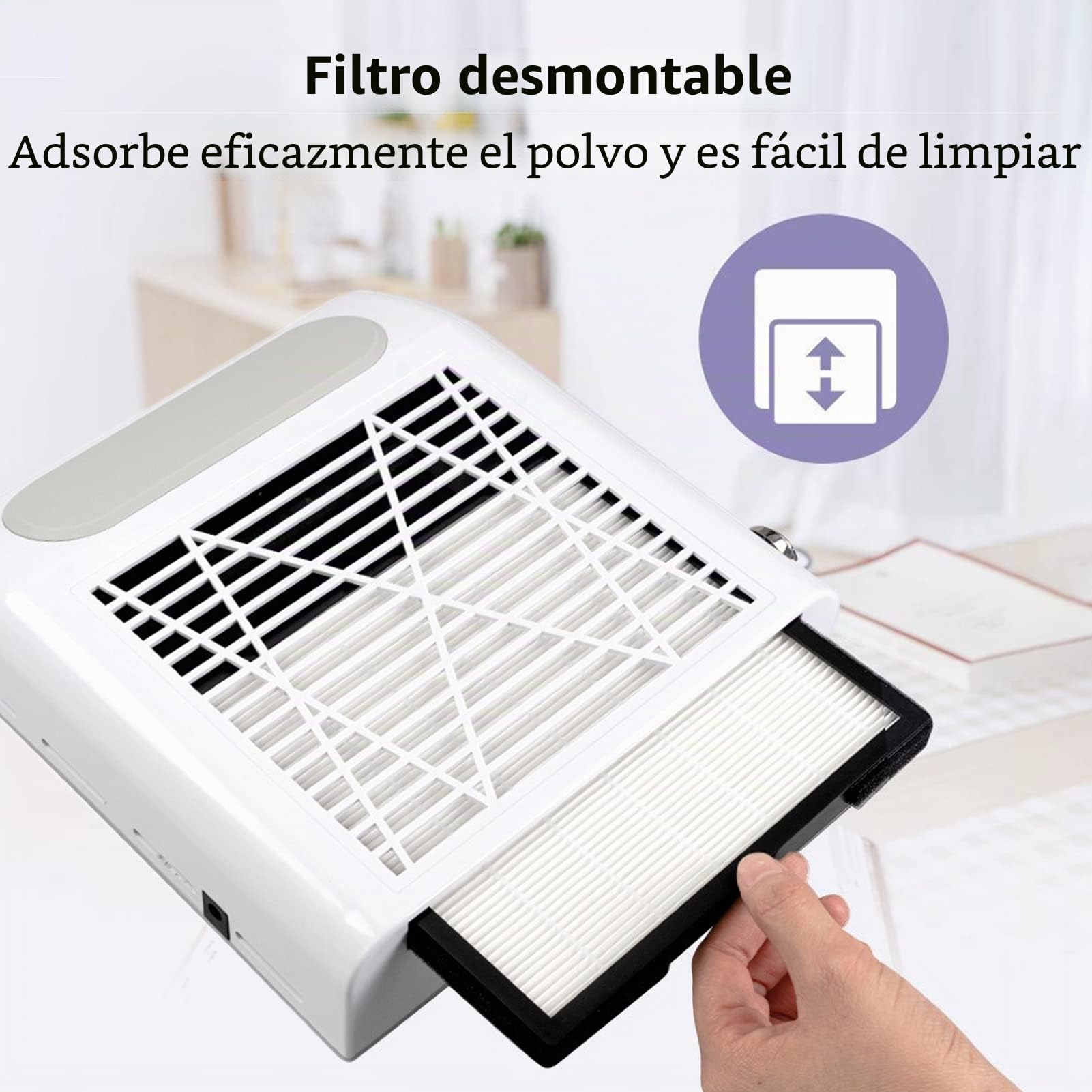 Aspirador de uñas Profesional Acrilico para uñas, 80W Colector de polvo de uñas Aspiradora, 2 niveles de velocidad ajustable, herramienta de salón de arte para uñas con filtro de malla portátil