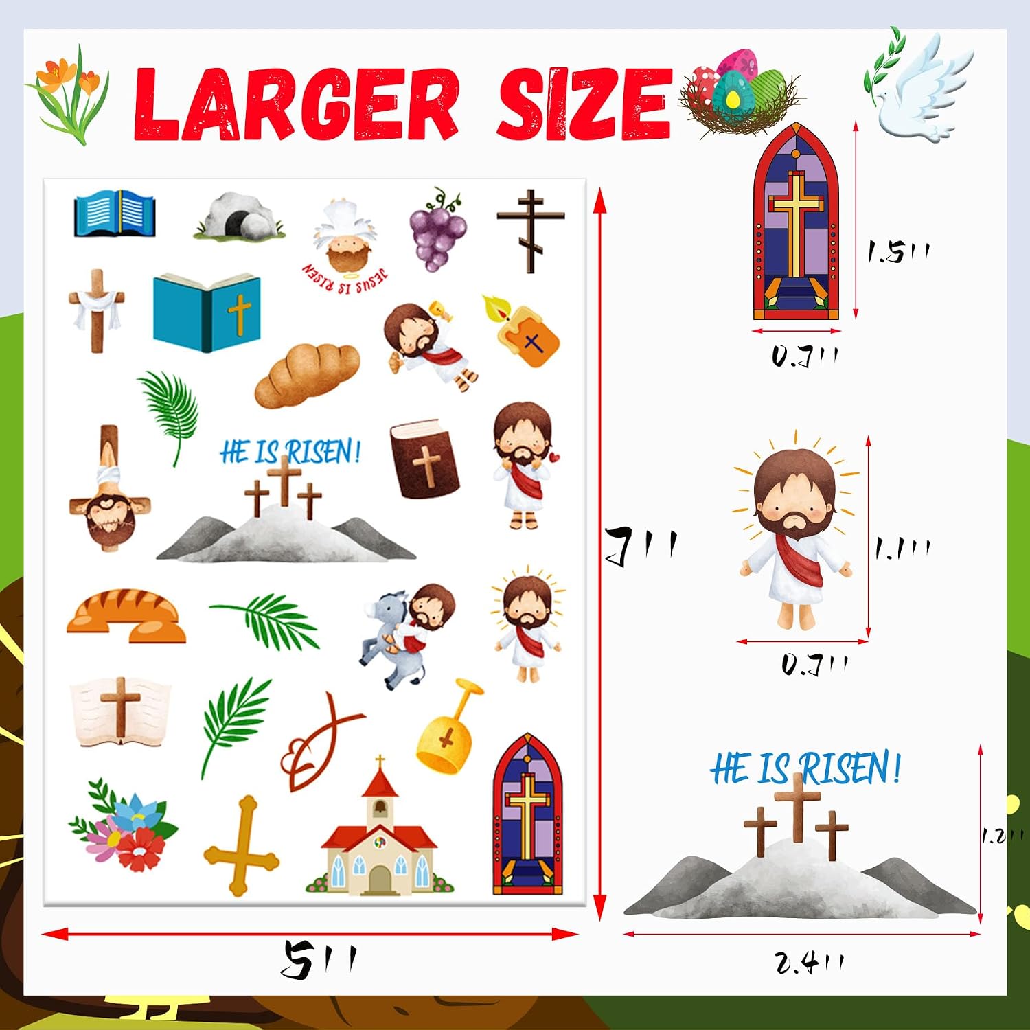 Easter Stickers Religious,695PCS Christian He is Risen Jesus Stickers Bulk,for Envelopes Cards,Easter Party Supplies Favors,30 Sheets