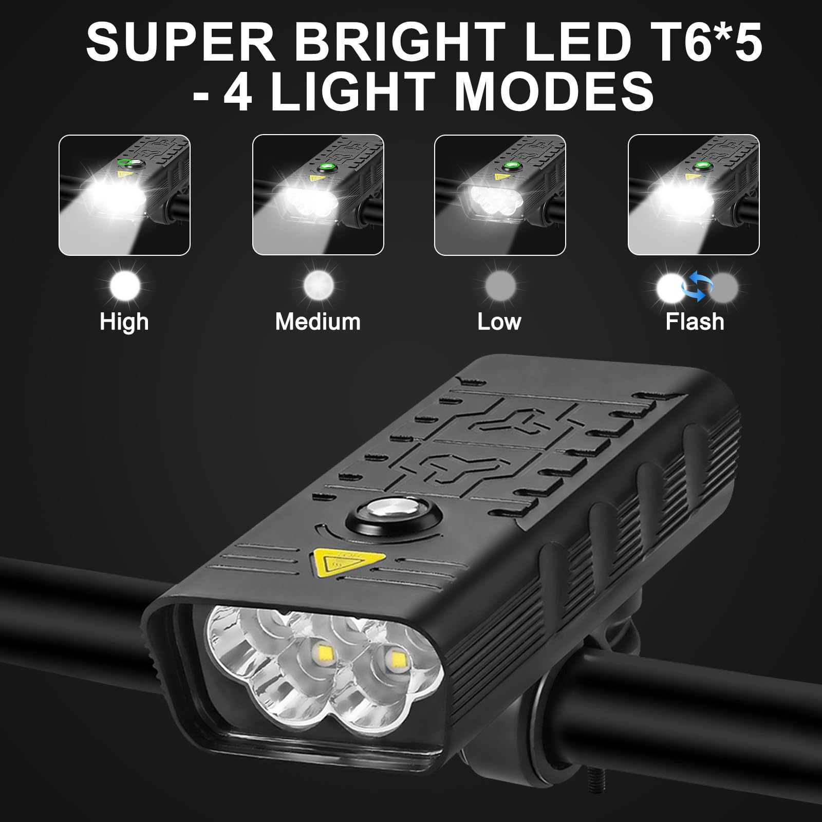1800 Lumen Super Bright LED Bike Light Set - IPX5 Martinique