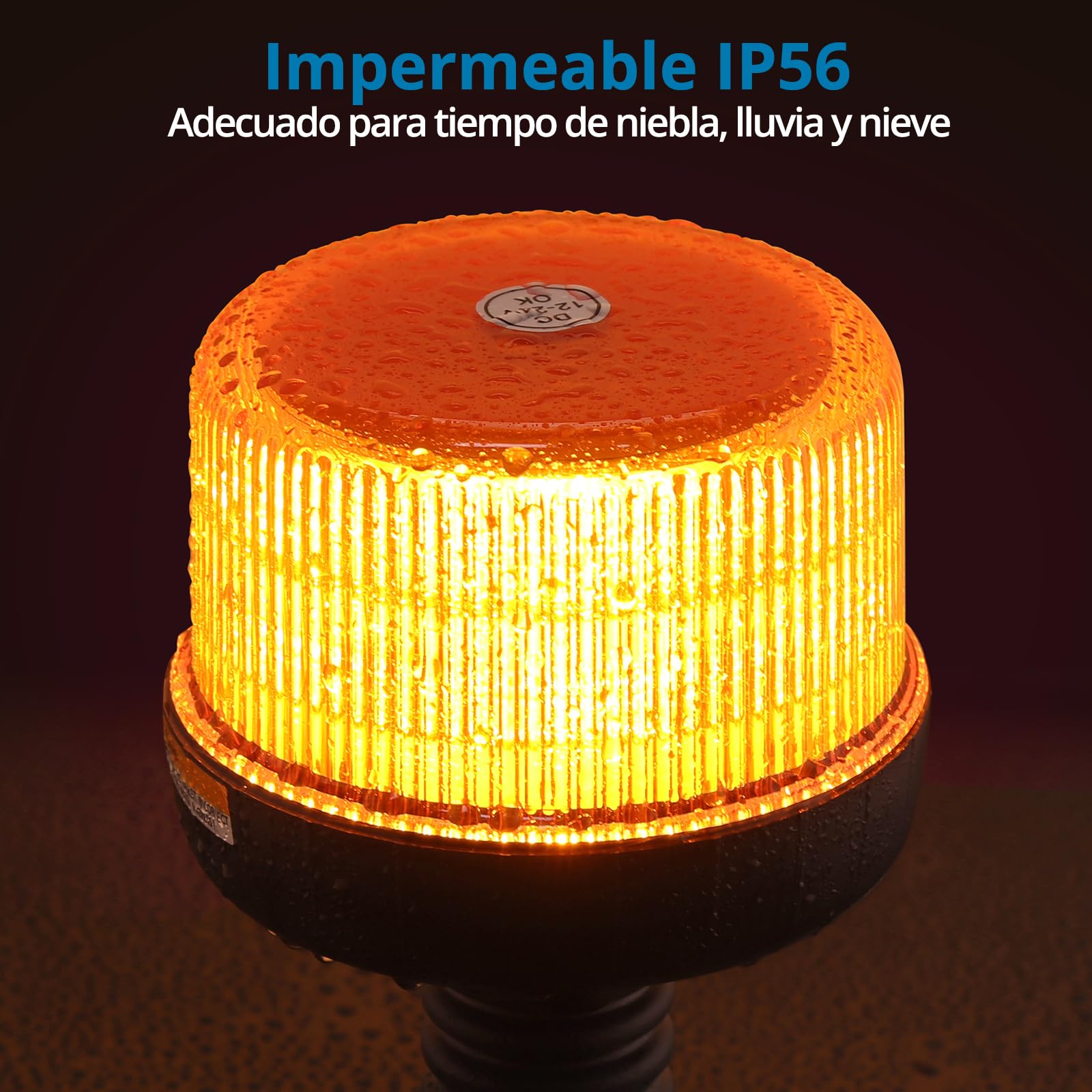 AUTOUTLET 2X Rotativo LED Flash Beacon Flexible Luz de Advertencia Luz Ámbar Giratoria de 12 LED para Coche 12V 24V 3 Modos de Iluminación, Homologado IP56 para Camión, Tractor