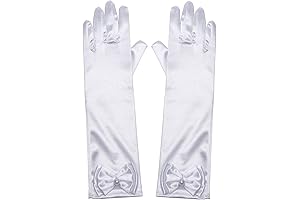 Girls Satin Princess Long Elbow Gloves for Costume Party