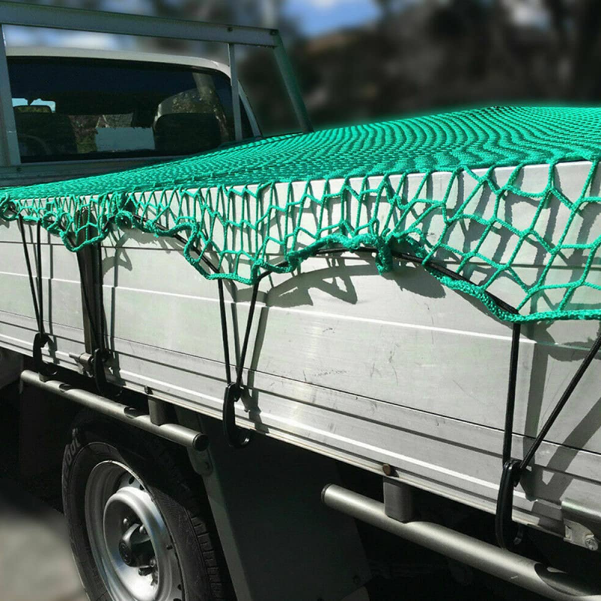 Sosoport Rete di Carico Elastica in Nylon 2,5x3,5 M con Ganci per Cassone Pick-up e Rimorchio, Rete Anti-Caduta Resistente alle Intemperie per Traslochi, Campeggio e Trasporti Veicoli