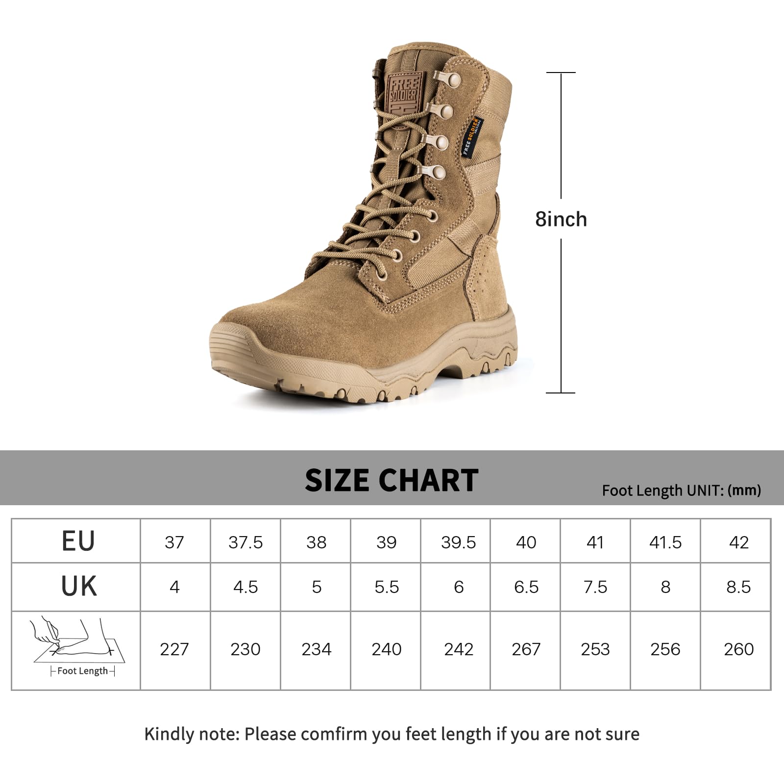 FREE SOLDIER Bottes Tactiques Femme 8 Pouces Légères Bottes de Combat Durables Bottes Militaires de Travail À L'Extérieur Bottes de Désert Pour Femme