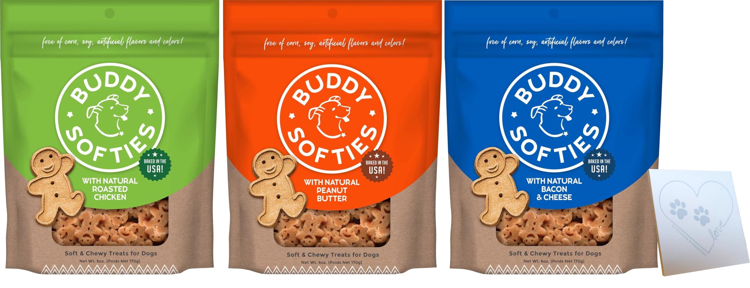 Cloud Star Soft & Chewy Biscuits Variety Pack - 3 Total Flavors: Peanut Butter, Bacon & Cheese, and Chicken (6oz Each, 3 Bags Total)