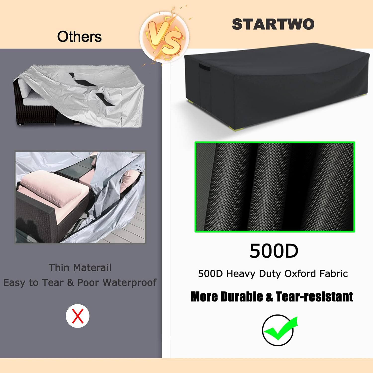STARTWO 4 Piece Patio Furniture Covers Heavy Duty Outdoor Furniture Cover Waterproof Patio Table and Chair Set Cover : Patio, Lawn & Garden