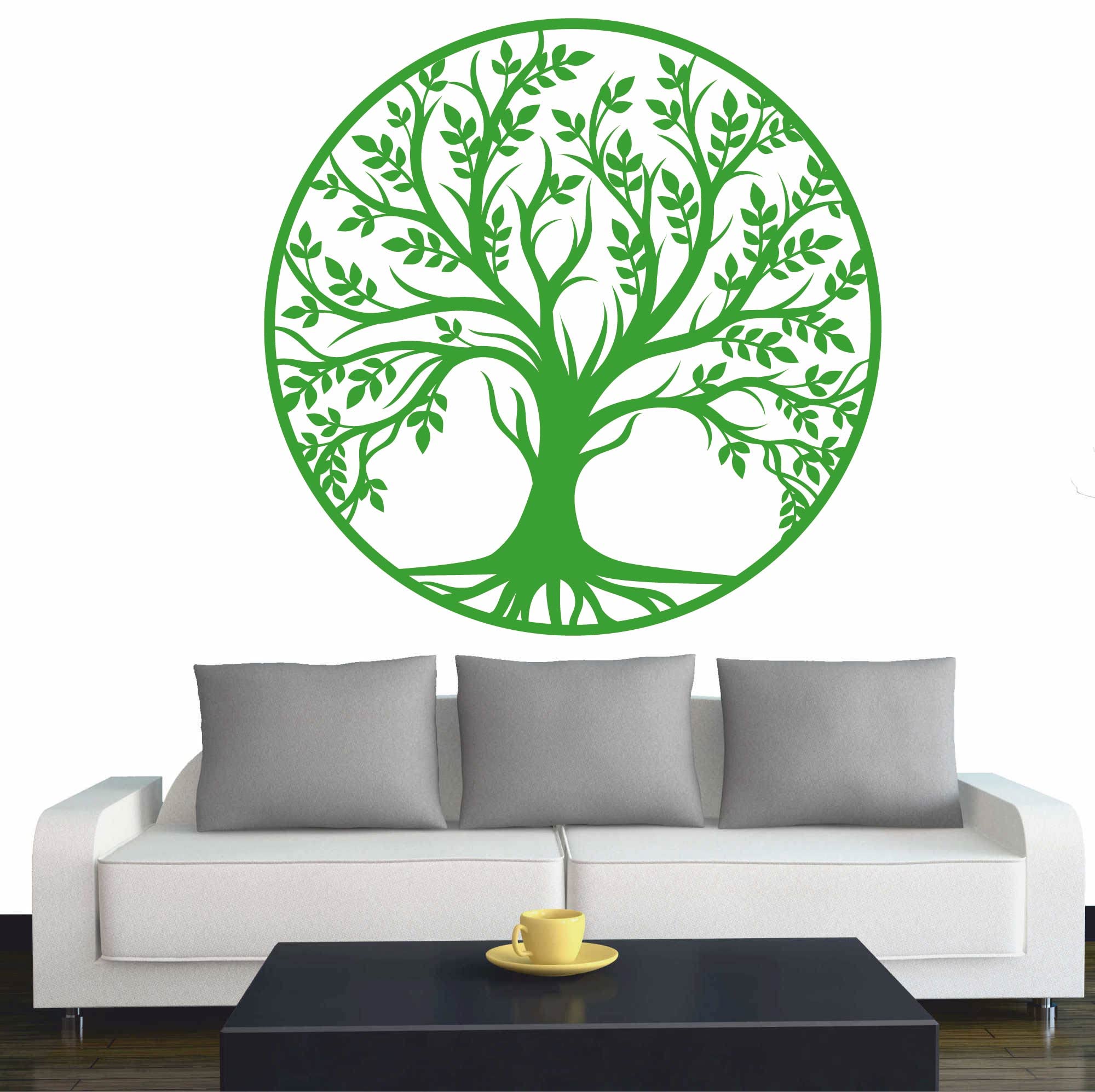 INDIGOS UG - Decalcomanie da muro - adesivi da parete - Murale - Albero della vita -120 x 120 cm - Verde giallo - - Decorazione per soggiorno, camera dei bambini, ufficio, scuola