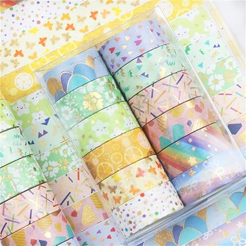 Vista 20 de Juego de 12 rollos de cinta adhesiva Galaxy Washi, cinta adhesiva decorativa de lámina dorada para álbumes de recortes, diario, planificador, Galaxy