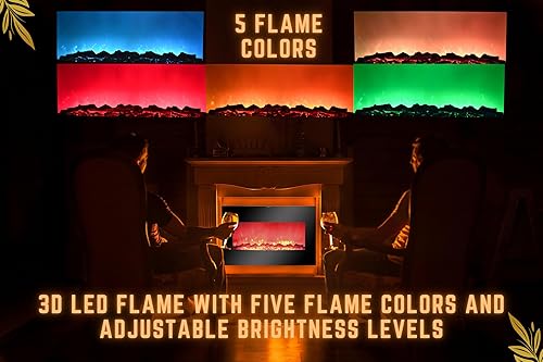 Miniatura 3 de 38" pantalla curvada del calentador eléctrico de la chimenea montada en la paredderecho libre