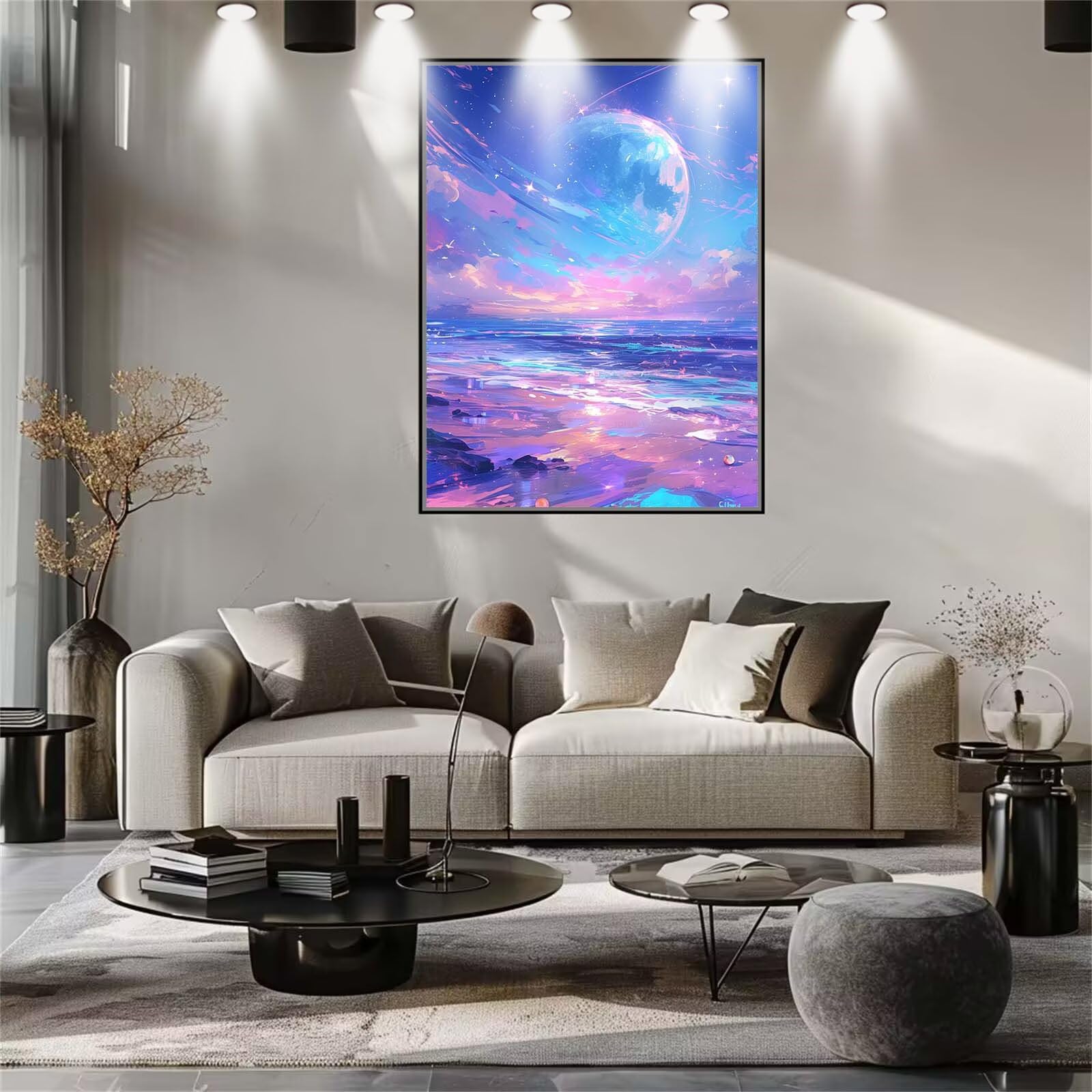 Kit 5D DIY Pintura de Diamante Cielo Estrellado,Mar,Punto de Cruz Diamond Painting para Niños y Adultos,Cuadro de Diamantes con Rhinestones para Decoración Hogar,Pintar con Diamantes 80x107cm E3847