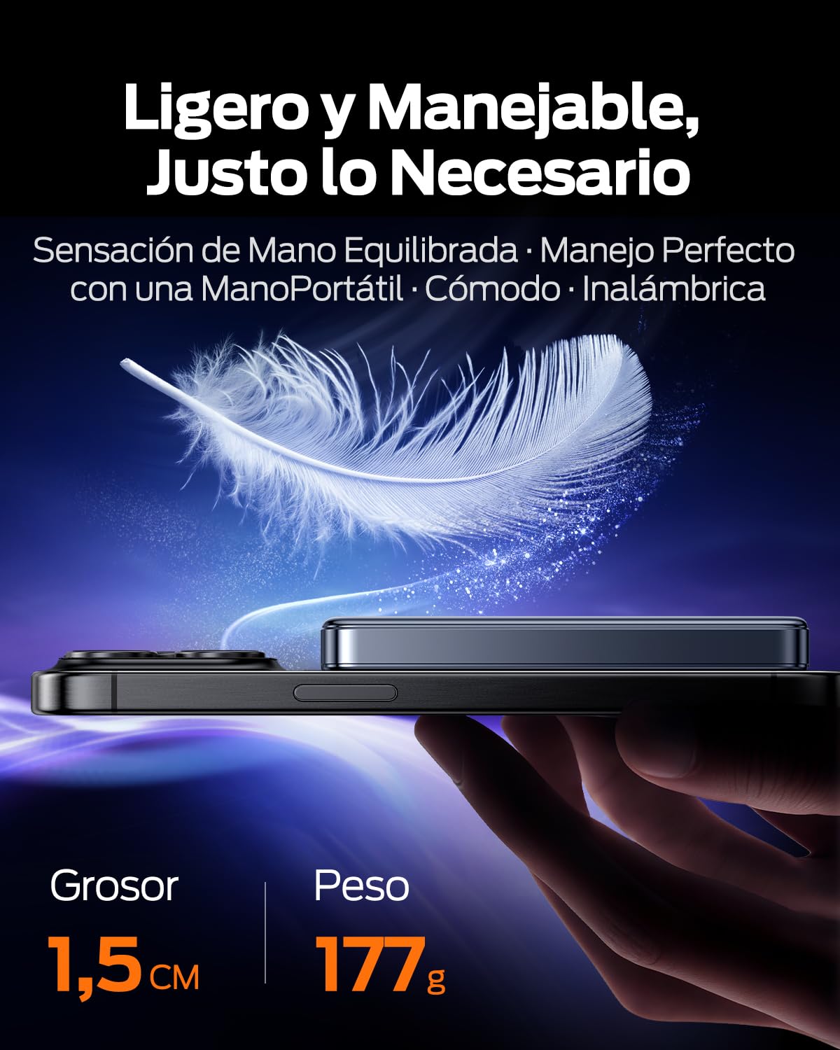 MOVESPEED Banco de Energía MagSafe de 10000 mAh Delgado Magnético Inalámbrico Portátil Compatible con iPhone 17 Pro Air/16 Pro MAX (Gris Espacial)
