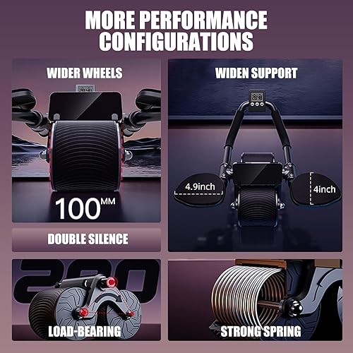 Miniatura 5 de Uota Rueda de rodillo abdominal con soporte para codo, rueda abdominal de rebote automático, rodillo abdominal para máquina de ejercicio abdominal,