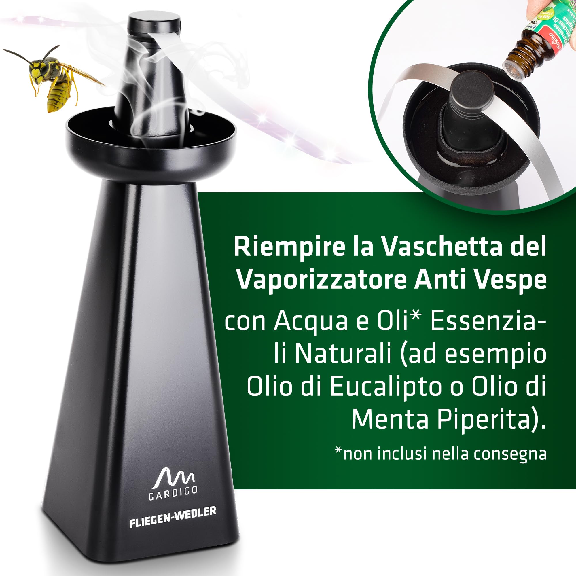 GARDIGO® 10x Anti Vespe da Esterno | Scacciamosche da Tavolo | Anti Mosche | Allontana Insetti dal Cibo | Antimosche | Ventilatore per Mosche | Antizanzare Giardino | Repellente Vespe