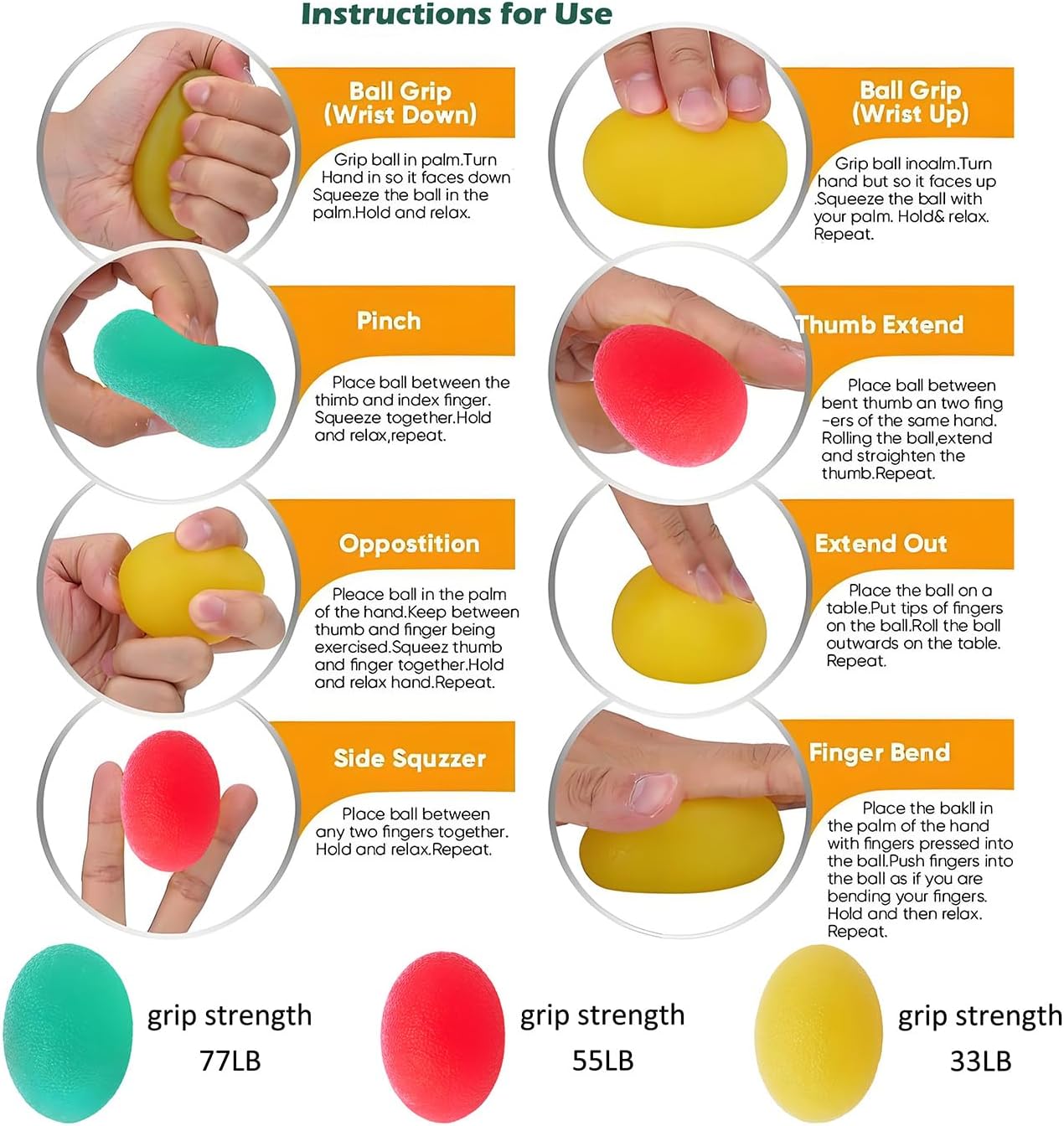 Hand Therapy Putty Kit, Grip Strength Trainer, Forearm Strengthener, Stress Balls, Hand Strengthening Devices 13Pcs Set Grip Strength, Dexterity, Mobility, Injury Stress Relief