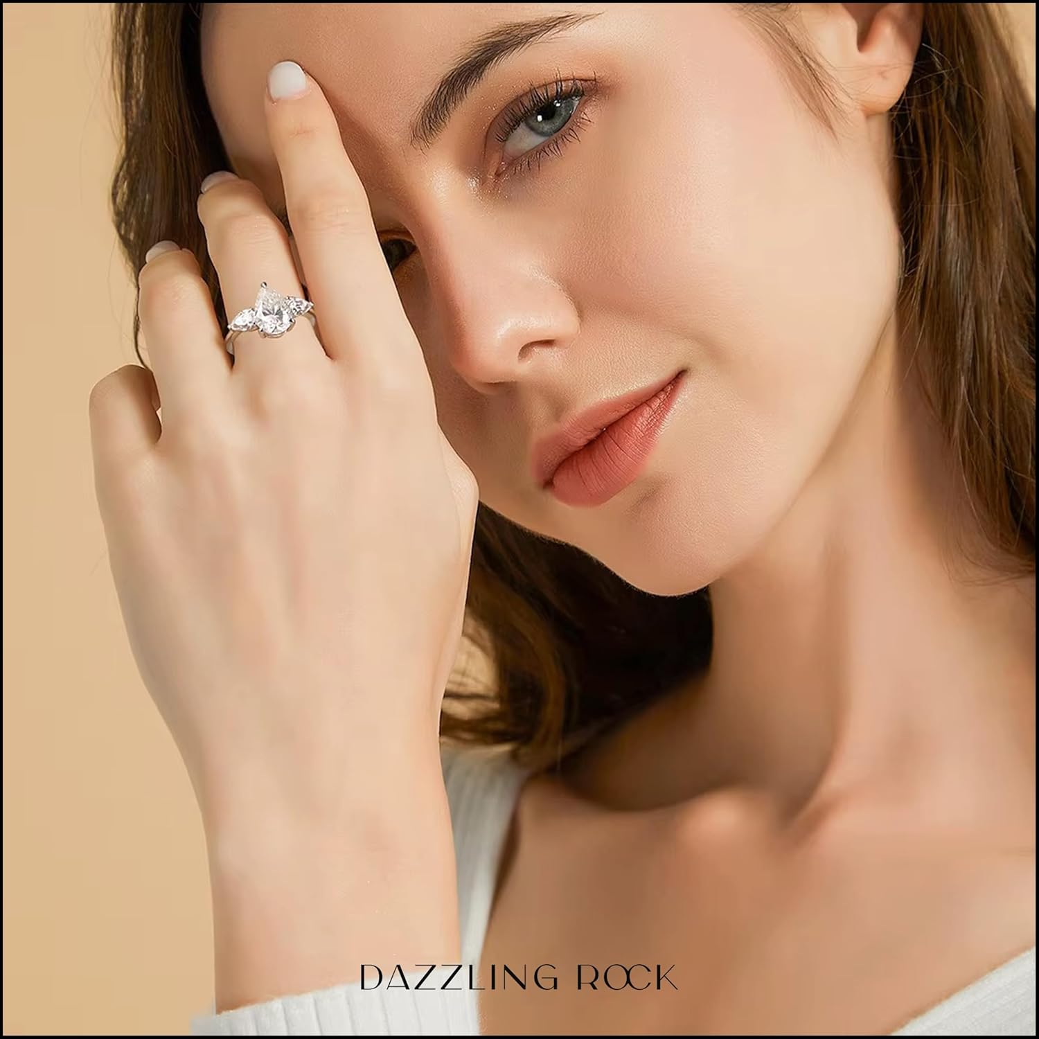 Dazzlingrock Collection GRA Certified D Color VVS1 2.00 Cttw Pear Moissanite 3 Stone Engagement Ring for Women in 925 Sterling Silver - Image 2