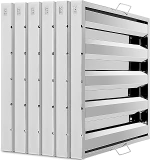 Hood Filters 19.5W x 19.5H Inch, 430 Stainless Steel 4 Grooves Commercial Baffle Grease Filter, Range Hood Filter for Grease Rated Commercial Kitchen Exhaust Hoods