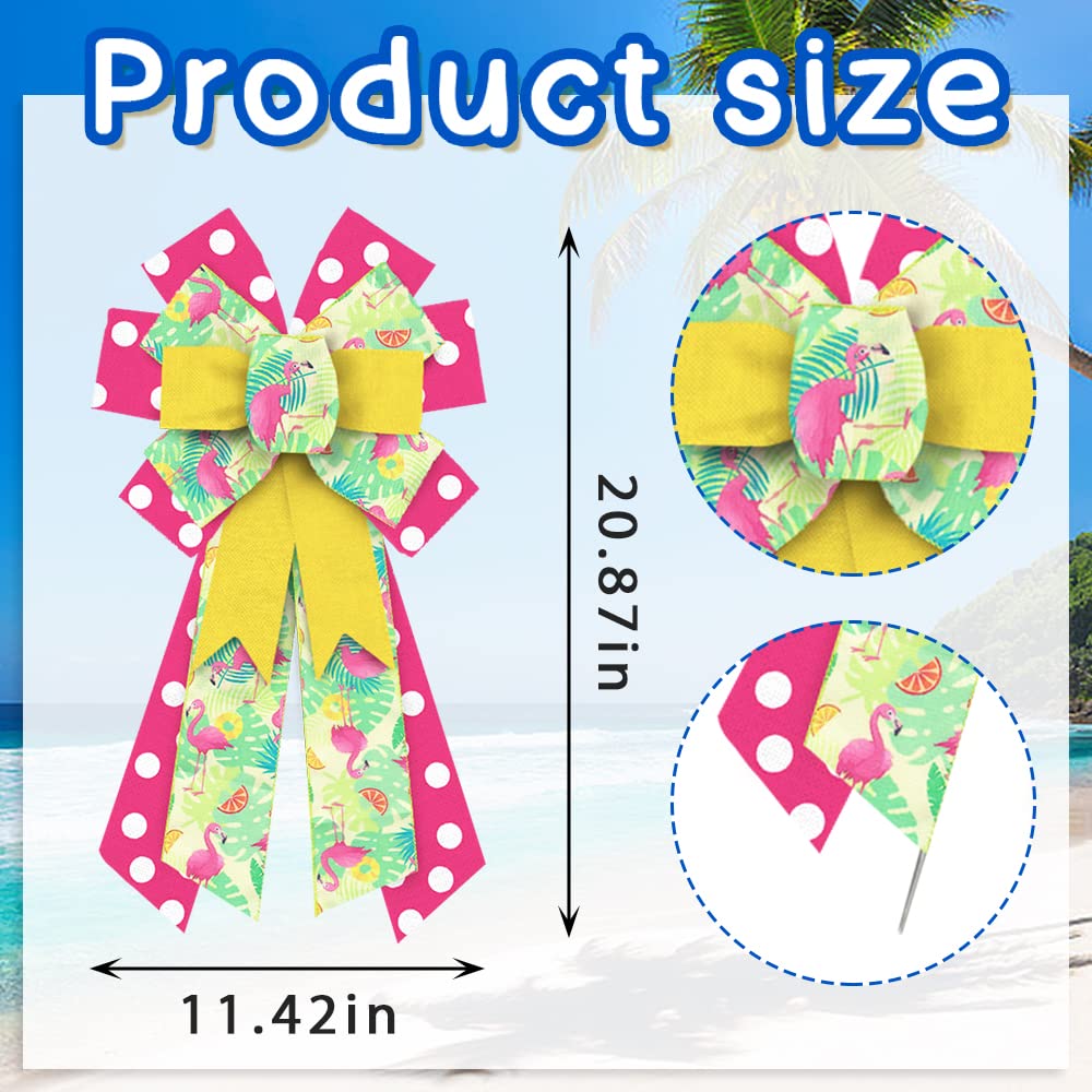 Flamingo-Kranz-Schärpe Set (2 Stück) – Rosa Vögel Auf Grün, Sommer & Babyparty Deko | Polyester, Ca. 141x27 Cm
