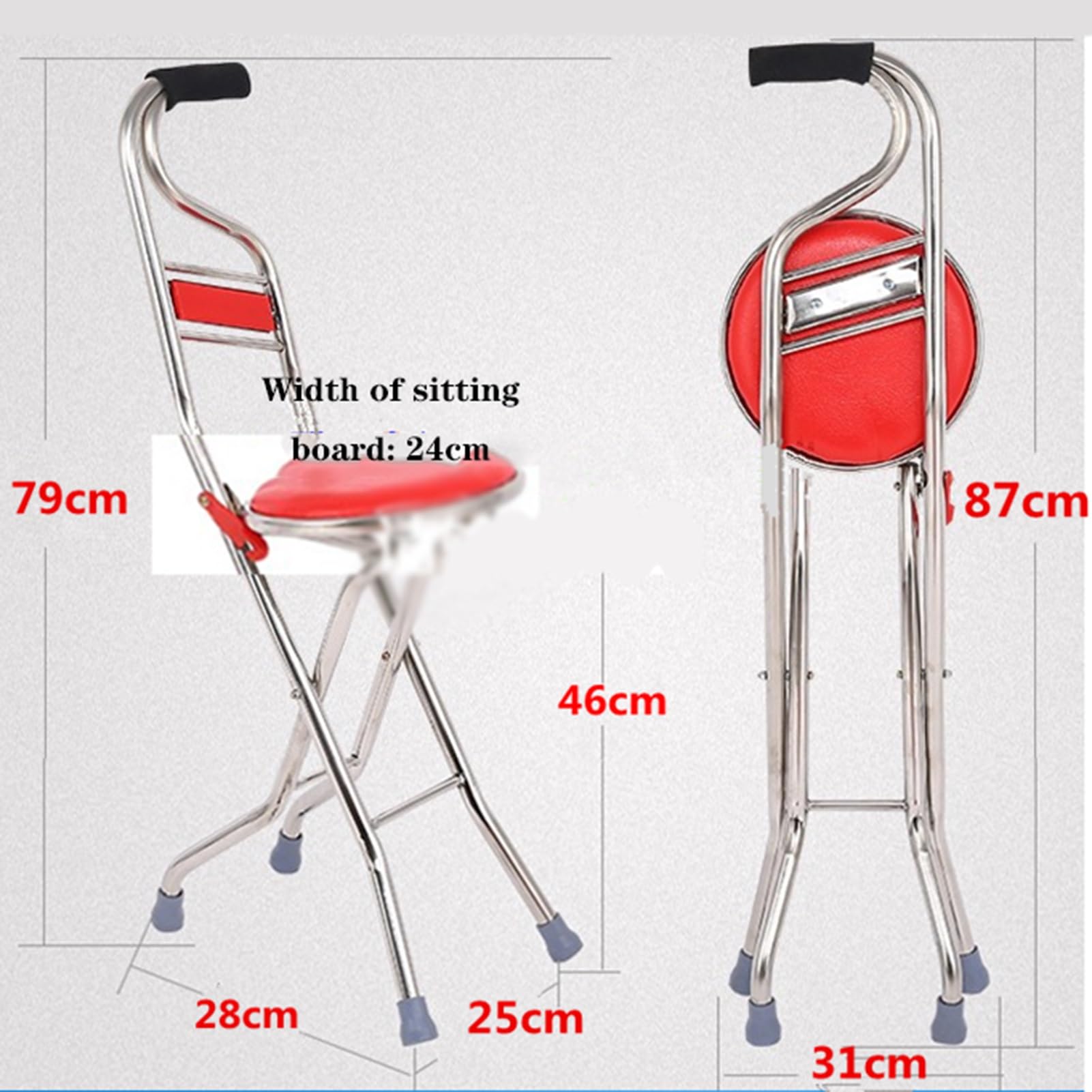 Amazon.co.jp: シート付き杖、Tグリップ、滑り止め、ステンレス鋼、4本