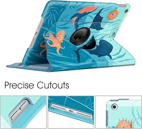 Vista 86 de Fintie - Funda giratoria para iPad de 9ª generación / 8ª generación / 7ª generación, de 10.2 pulgadas, funda giratoria en 360 grados, funda Azul