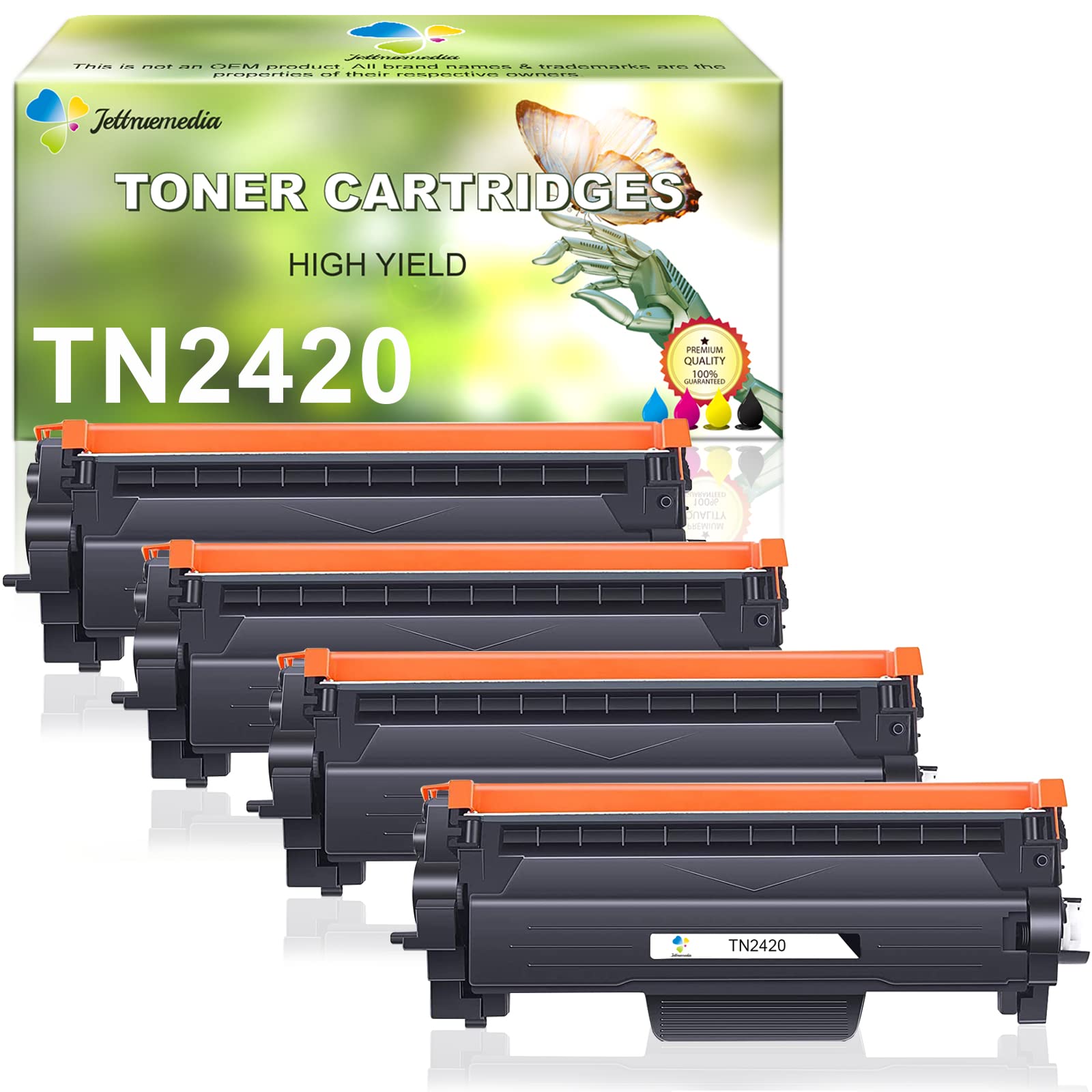 TN2420 TN2410 Toner Cartridge Replacement for Brother TN2420 TN2410 TN-2410 HL-L2350DW HL-L2370DN DCP-L2510D DCP-L2530DW DCP-L2550DN MFC-L2710DW MFC-L2730DW Printer(Black, 4-Pack)