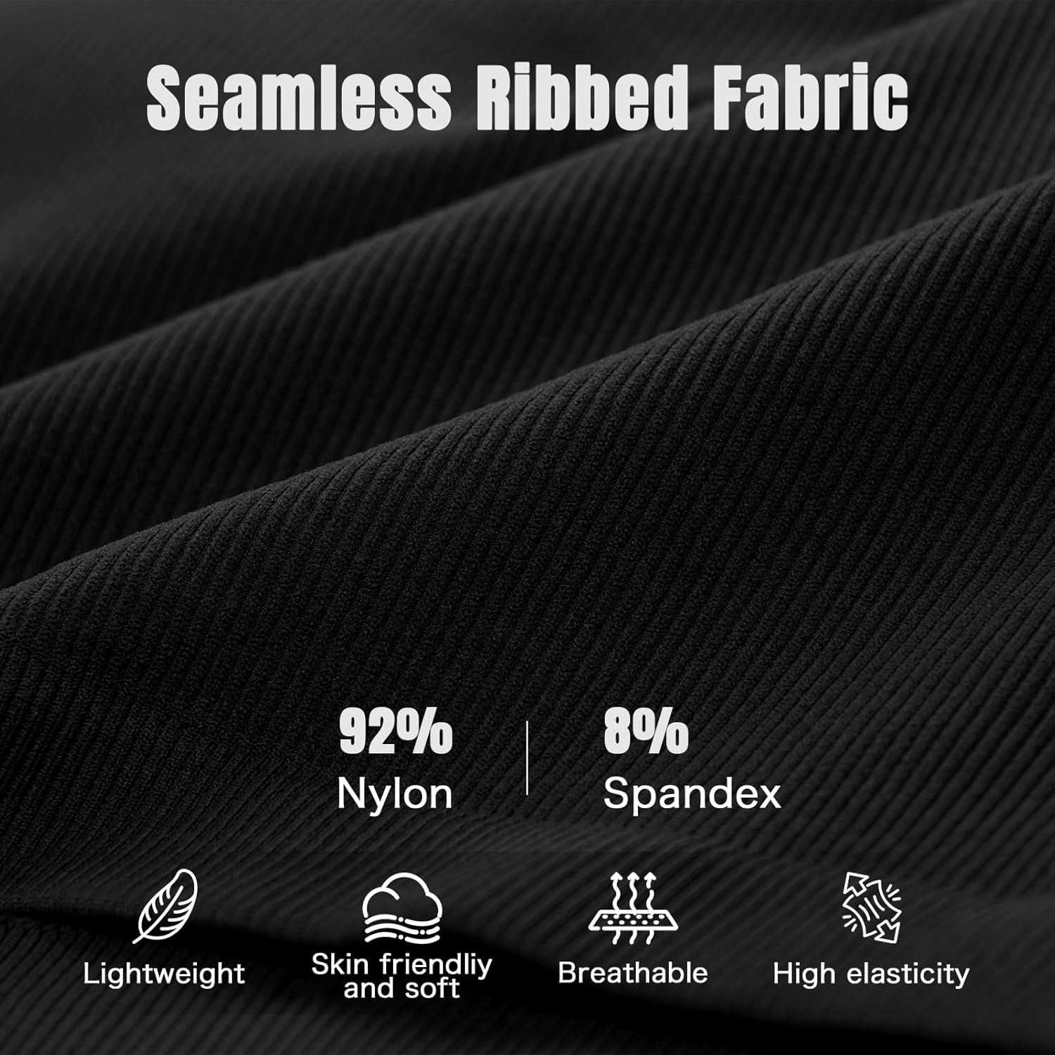 VEQKING Women Sports Bras High Neck Seamless Ribbed Longline Yoga Tank Tops with Built in Bra, 3 Pack - Image 6