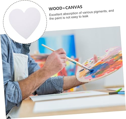 Miniatura 7 de EXCEART Tablero de dibujo de lienzo de pintura de lienzo Panel de pintura de lienzo en forma de corazón, tablero de lienzo de arte, lienzos de