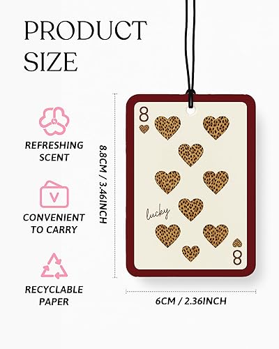 Miniatura 2 de Ambientador de Coche Retro Rojo de Guepardo 4 Piezas, Moderno Estampado de Guepardo Cereza Lucky 8 Ball Ambientador Colgante para Autos Armario