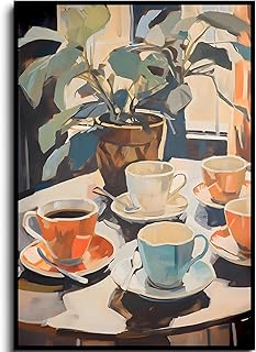 LAYWHQ Retro Coffee Wall Art Vintage Travel Food and Coffee Cups Canvas Wall Decor Italian Travel Ccreative Paintings Prints Posters for Dining Room Kitchens Cafe Shop 12x16in Unframed