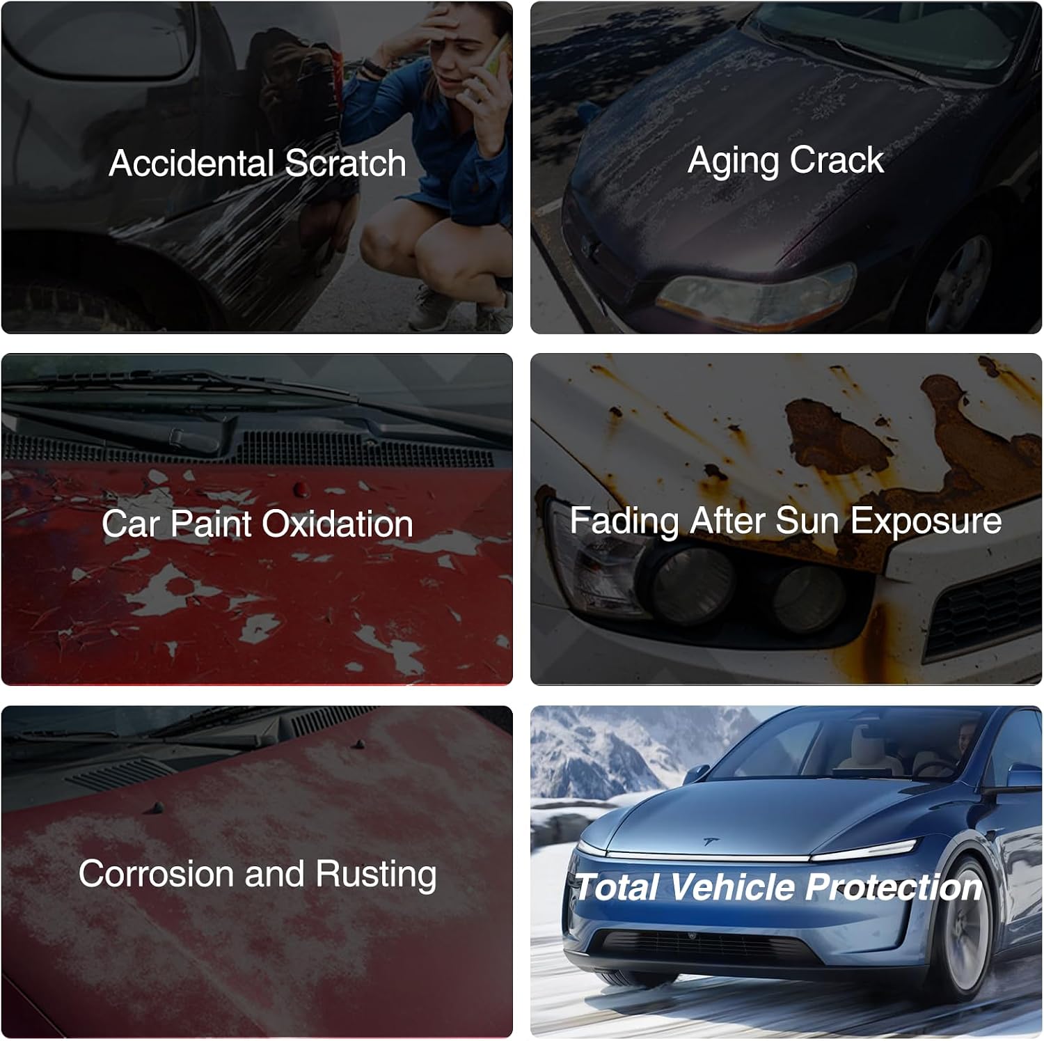 for Tesla Model Y Juniper 2025 2026 TPU PPF Precut Paint Protective Film 8.5 Mil Clear Car HD Scratch Self Healing Shield Guard Finishing Accessories for Front Bumper+ Headlights（6PCS）