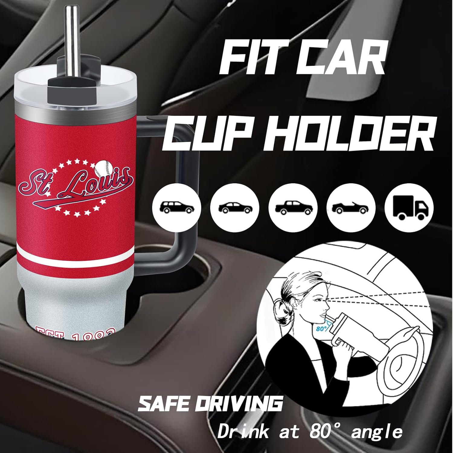 Tumbler 30oz Straight Skinny Car Cups With Insulated Cup Sleeve Portable Handle, Sports Travel Coffee Mug, Stainless Steel, Insulated,Classic Collection Gifts for Fans - Image 6