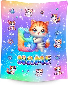 Cat Lovers Blanket - Personalized Blankets Gifts for Girls - Cute Pattern Soft Cozy Flannel Throw for Sofa Living