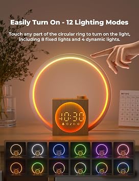 LIORQUE Wake Up Light Sunrise Alarm Clock for Bedrooms with Touch Control | White Noise Machine with 30 Soothing Sounds, Dynamic Night Light, Snooze, Bedside Clock for Heavy Sleepers Adults Kids