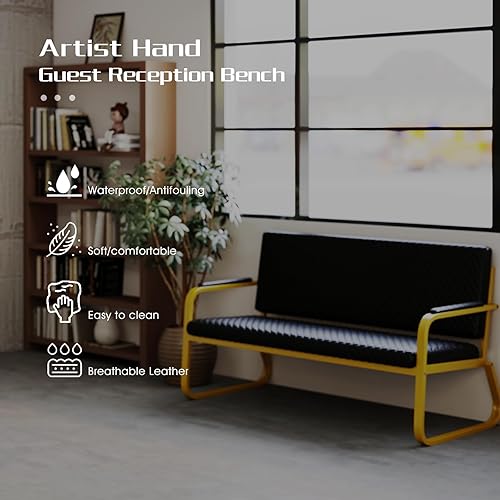 Miniatura 5 de Artist hand Silla de espera, silla de oficina de 56 pulgadas, asiento de recepción con cojín acolchado, marco de metal duradero, para salón de Oro