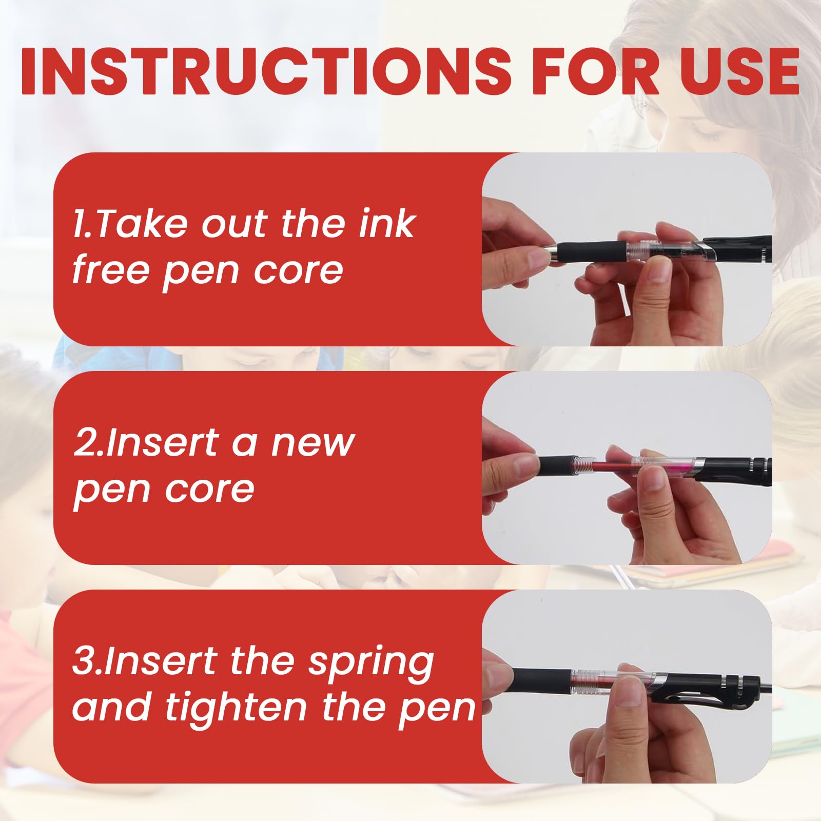 Lot De 12 Recharges Effaçables Pilot Frixion 0,5 Mm – Rouge – Encre Thermosensible – Compatible Stylos Frixion – Pour école, Bureau - 8